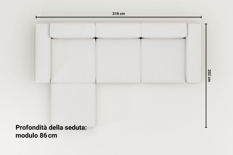Divano modulare Harvey 4 posti a L con funzione letto