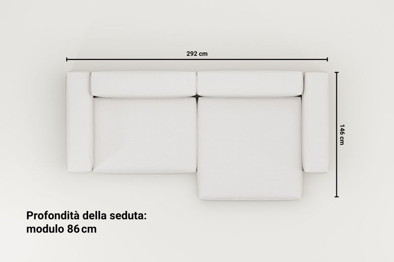 Divano modulare ad angolo Harvey 4 posti con funzione letto