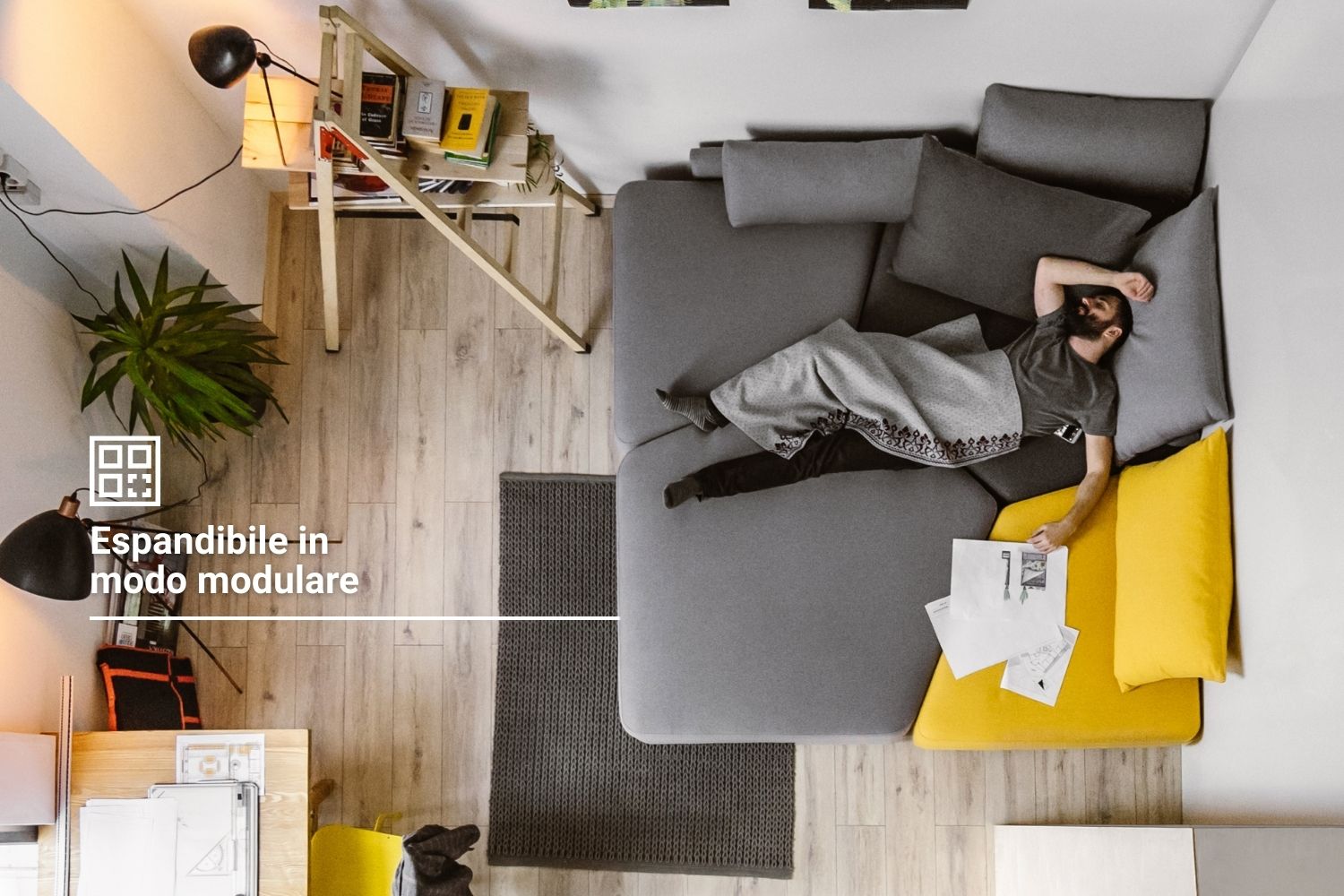 Divano modulare Katrina con funzione di riposo