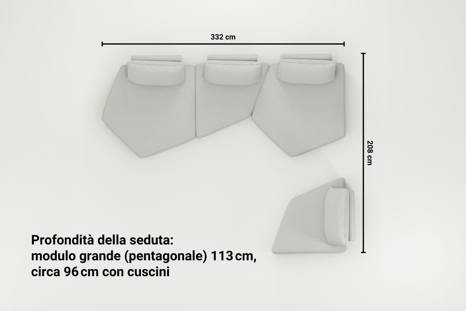 Divano modulare Katrina con funzione di riposo