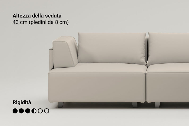 Divano modulare Louis a 2 posti con pouf e funzione letto