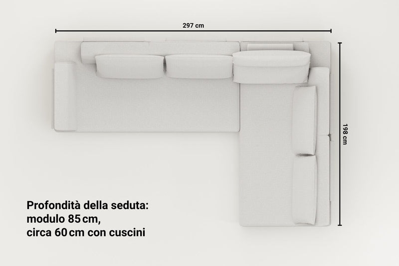 Divano modulare Louis a 4 posti con funzione letto