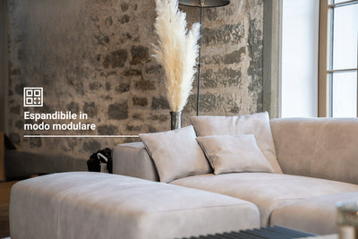 Divano modulare ad angolo Nina 4 posti con funzione letto
