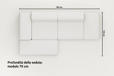 Divano modulare ad angolo Nina 4 posti con funzione letto