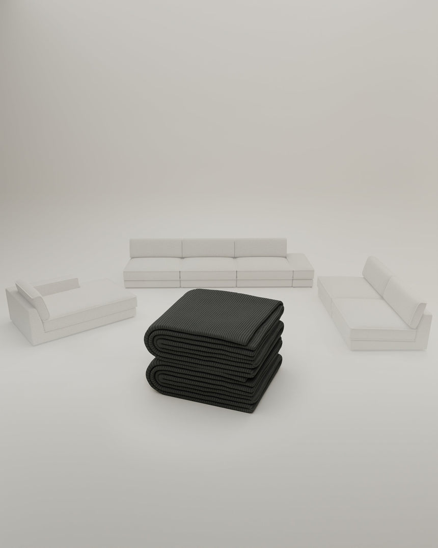 Fabric covering - Terra U-shaped modular sofa / Living room with bed function