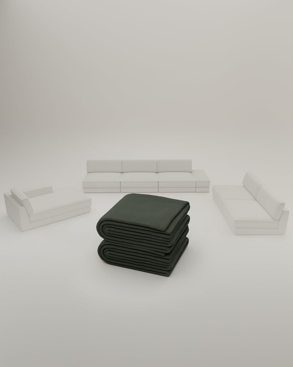 Rivestimento in tessuto - Divano modulare Terra a U / Salotto con funzione letto